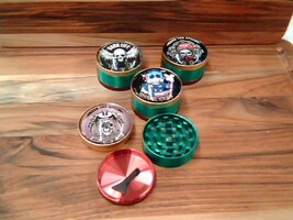 msw 50mm 3 piece herb grinder w/ acrylic skull themed top